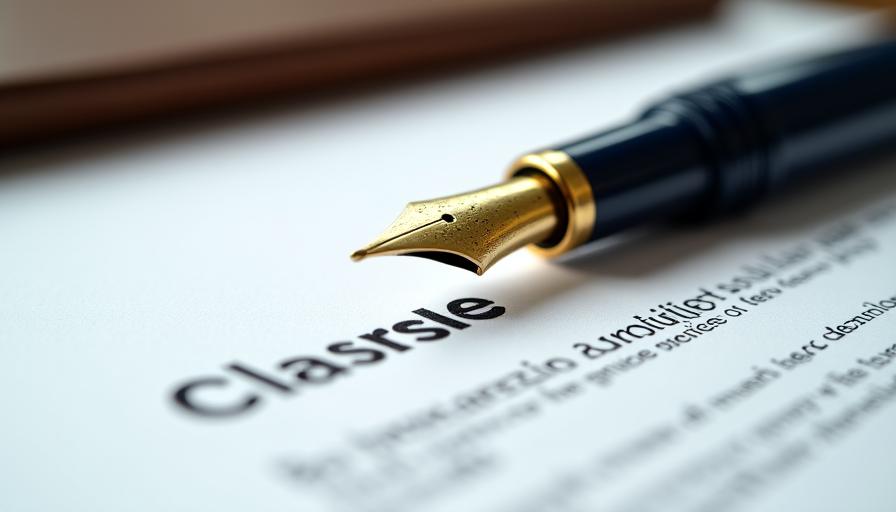 Close-up of a high-quality fountain pen and legal documents representing professional integrity